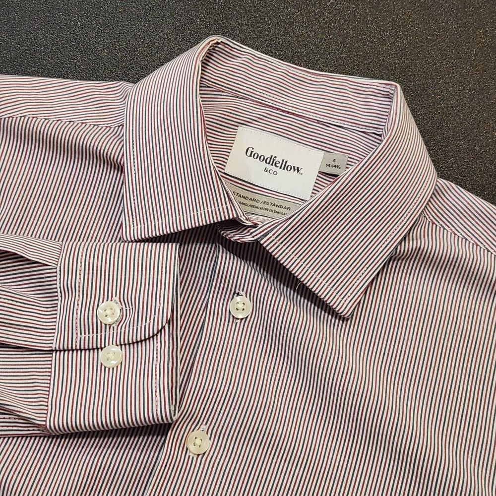 Goodfellow And Co Men's Small Standard Fit Striped Sleeve Button‎ Down